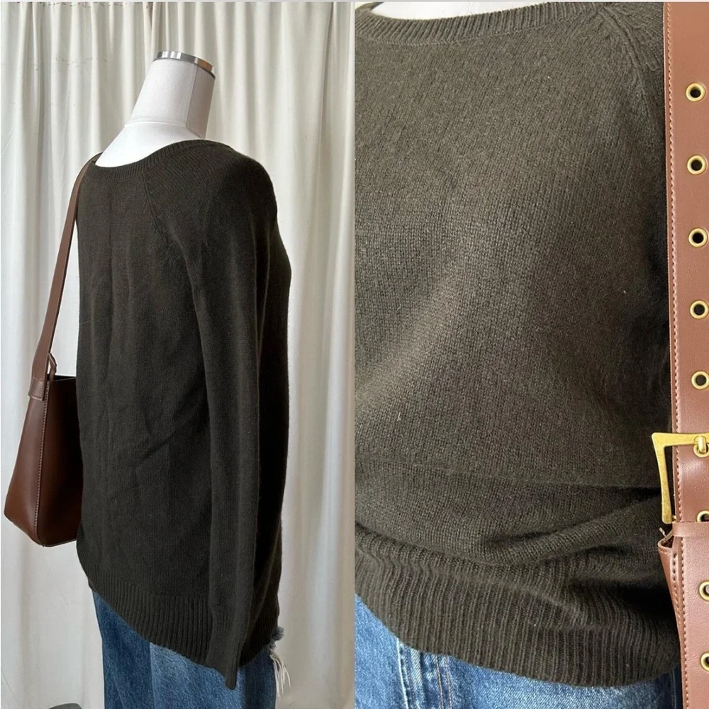 Theory 100% Cashmere crew neck green sweater size medium. - Picture 8 of 8